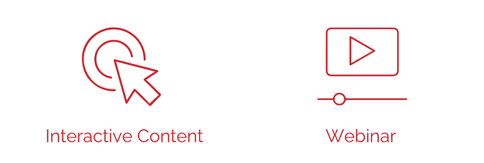 Icons for interactive content and webinars